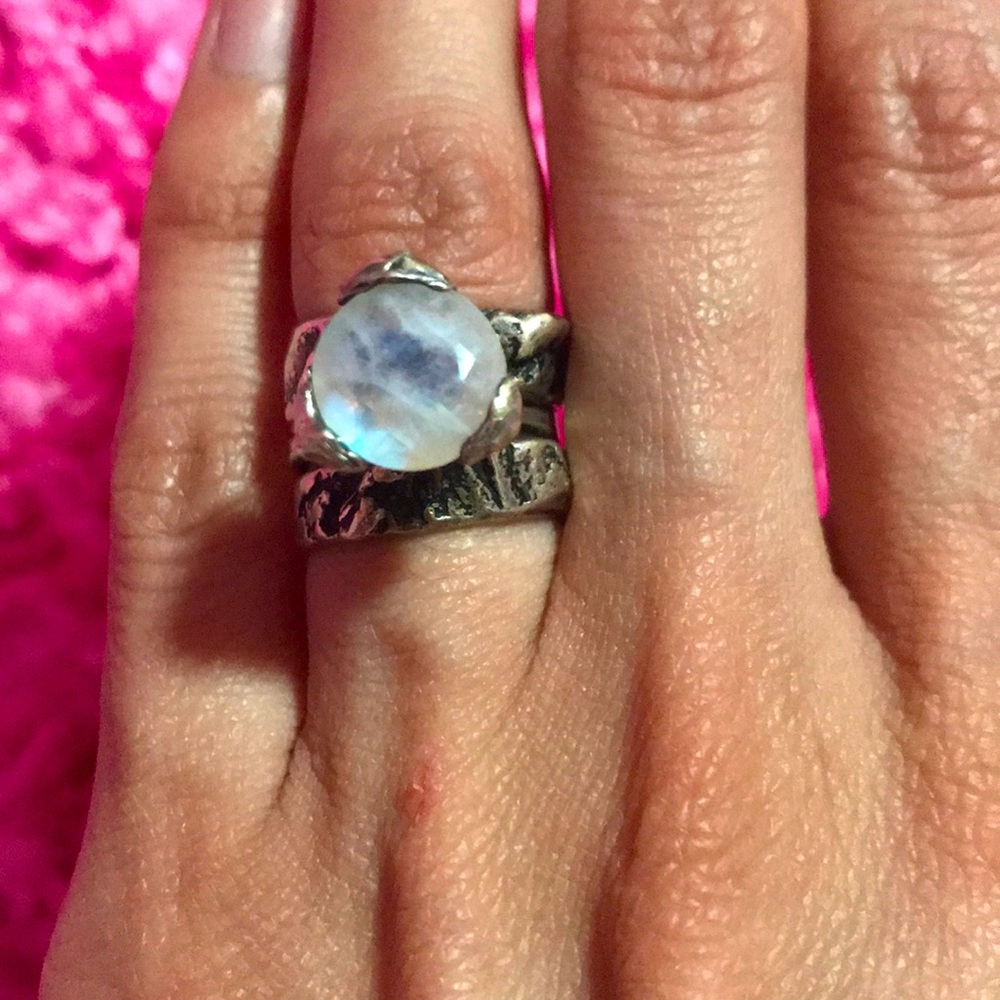 Moonstone engagement rings- 3 ring set! Sterling silver and moonstone!